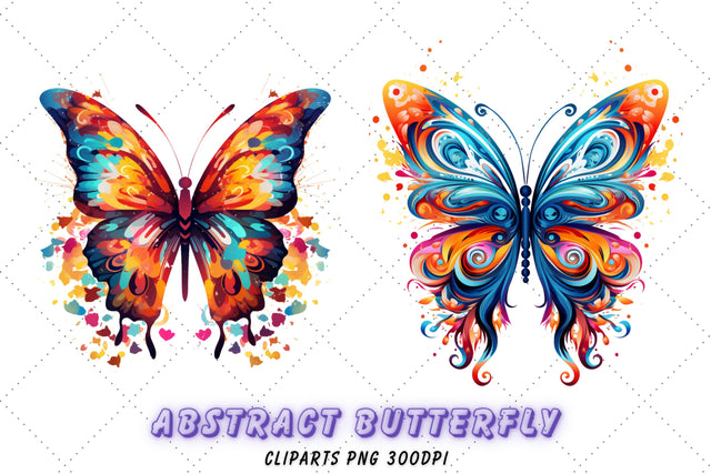 Colorful Butterflies, Butterfly Clipart PNG, Watercolor Butterfly Clipart, Butterfly Bundle Illustrations, Commercial License Sublimation FloridPrintables 