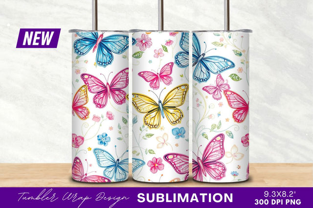 Colorful Butterfly And Floral Seamless Pattern Sublimation Regulrcrative 