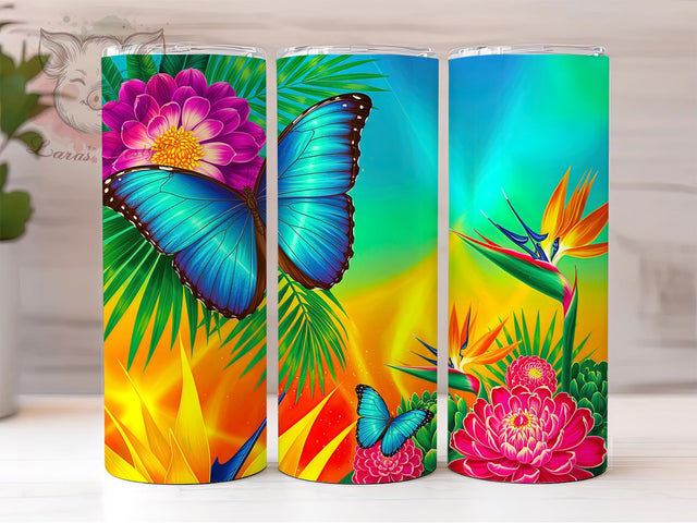 Colorful Butterfly Animal Lovers Tumbler, Cute Nature Wrap, Colorful Insect Cup, Artistic Sublimation Design, Valentine Gift Tumbler, Sweet Butterfly Wrap, Adorable Animal Cup Sublimation Lara' s Designs 