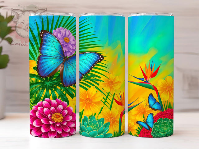 Colorful Butterfly Animal Lovers Tumbler, Cute Nature Wrap, Colorful Insect Cup, Artistic Sublimation Design, Valentine Gift Tumbler, Sweet Butterfly Wrap, Adorable Animal Cup Sublimation Lara' s Designs 