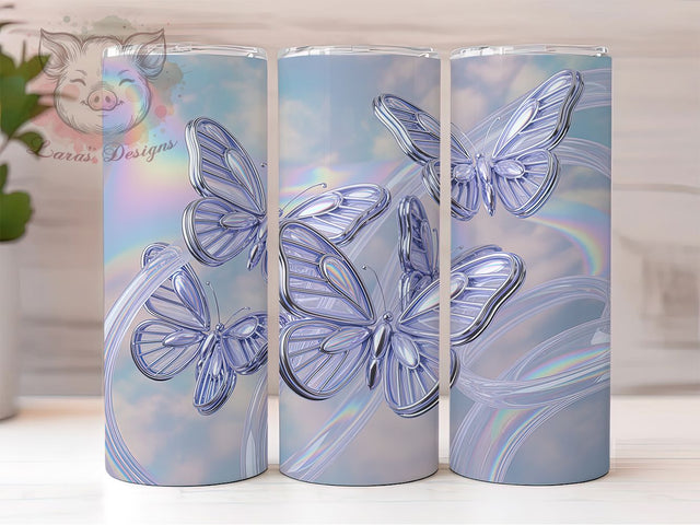 Colorful Butterfly Art Tumbler, Colorful Wings, Elegant Design, Nature Theme, Vibrant Pattern, 20Oz Tumbler, Sublimation Wrap Sublimation Lara' s Designs 