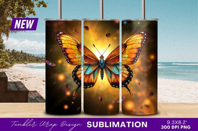 Colorful Butterfly Art With Glowing Background Sublimation Regulrcrative 