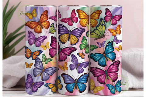 Colorful Butterfly Collage 20oz Tumbler Sublimation PixelChick 
