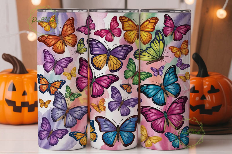 Colorful Butterfly Collage 20oz Tumbler Sublimation PixelChick 