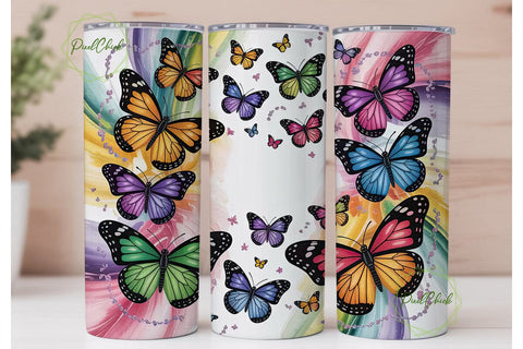 Colorful Butterfly Collage 20oz Tumbler Sublimation PixelChick 
