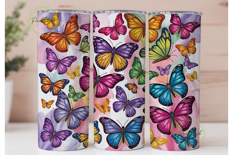Colorful Butterfly Collage 20oz Tumbler Sublimation PixelChick 
