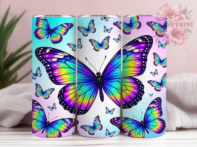 Colorful Butterfly Flight 20oz Tumbler, Butterfly Flight, Colorful Design, Whimsical Charm, Nature Motif, Garden Theme, Skinny Tumbler, Sublimation PNG Sublimation Li Zamperini 