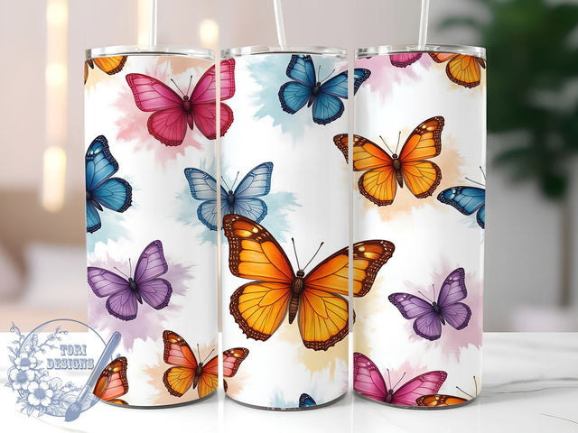Colorful Butterfly Floral 20oz Tumbler, Butterfly Design, Sublimation Wrap, Custom Drinkware, Insect Decor, Floral Tumbler Sublimation ToriDesigns 