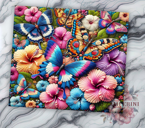 Colorful Butterfly Flower Floral Tumbler Wrap, 20oz Drinkware, Butterfly Sublimation, Floral Tumbler Design, Colorful Drinkware, Butterfly Gifts Sublimation Li Zamperini 