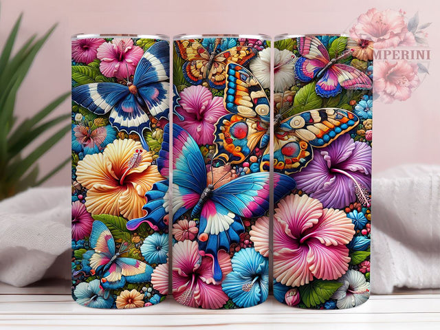 Colorful Butterfly Flower Floral Tumbler Wrap, 20oz Drinkware, Butterfly Sublimation, Floral Tumbler Design, Colorful Drinkware, Butterfly Gifts Sublimation Li Zamperini 