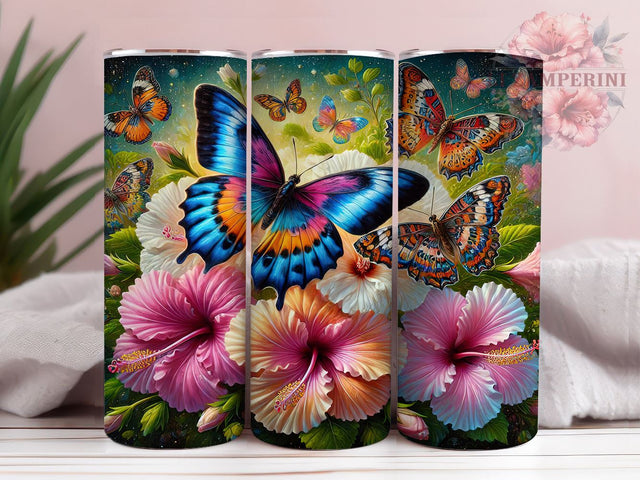 Colorful Butterfly Flower Floral Tumbler Wrap, 20oz Drinkware, Butterfly Sublimation, Floral Tumbler Design, Colorful Drinkware, Butterfly Gifts Sublimation Li Zamperini 