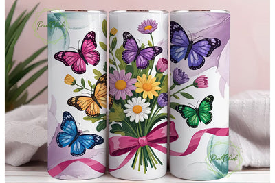 Colorful Butterfly Garden 20oz Tumbler Sublimation PixelChick 