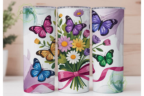 Colorful Butterfly Garden 20oz Tumbler Sublimation PixelChick 