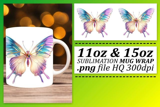 Colorful Butterfly Mug Sublimation: Spring Elegance Sublimation afrosvg 