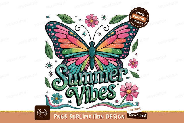 Colorful Butterfly Summer Vibes Sublimation Design Sublimation Designangry 