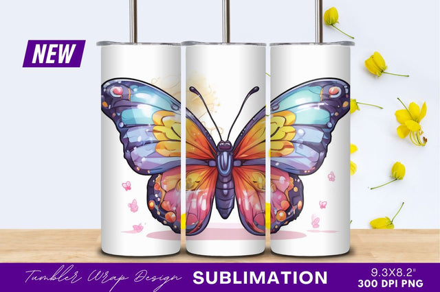 Colorful Butterfly Tumbler Png Graphic Design Sublimation Regulrcrative 
