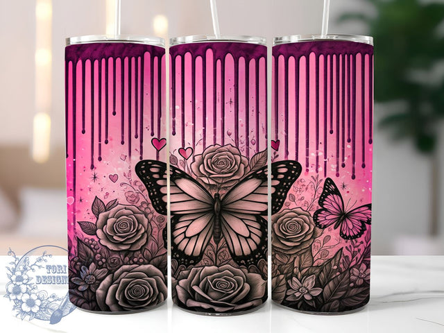 Colorful Butterfly Valentine Tumbler Wrap, Valentines Day Decor, 20oz Tumbler Wrap, Cute Butterfly Gift, Romantic Mug, Personalized Valentine Tumbler, Colorful Butterfly Design Sublimation ToriDesigns 