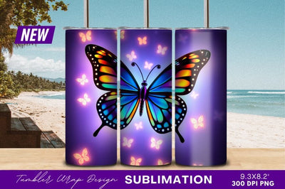 Colorful Butterfly With Glowing Butterflies Illustration Sublimation Regulrcrative 
