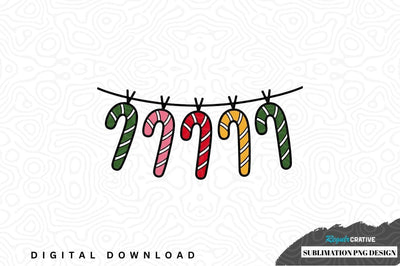 Colorful candy cane hanging design Sublimation Regulrcrative 
