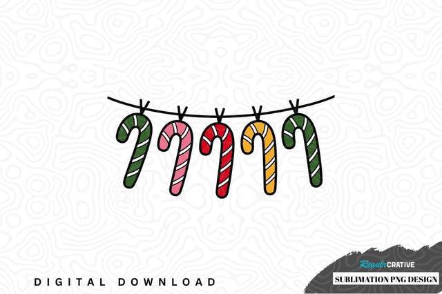 Colorful candy cane hanging design Sublimation Regulrcrative 