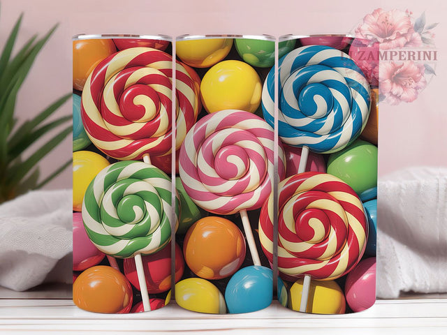 Colorful Candy Lollipop Tumbler, Lollipops Design, Sweet Treats, Colorful Pattern, Fun Style, 20Oz Tumbler, Sublimation Wrap Sublimation Li Zamperini 
