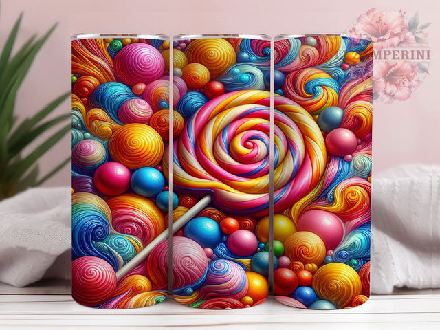 Colorful Candy Lollipop Tumbler, Lollipops Design, Sweet Treats, Colorful Pattern, Fun Style, 20Oz Tumbler, Sublimation Wrap Sublimation Li Zamperini 