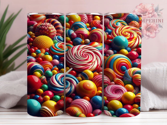 Colorful Candy Lollipop Tumbler, Lollipops Design, Sweet Treats, Colorful Pattern, Fun Style, 20Oz Tumbler, Sublimation Wrap Sublimation Li Zamperini 