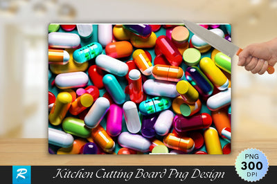 Colorful Capsule Pills Background Cutting Board Sublimation Regulrcrative 