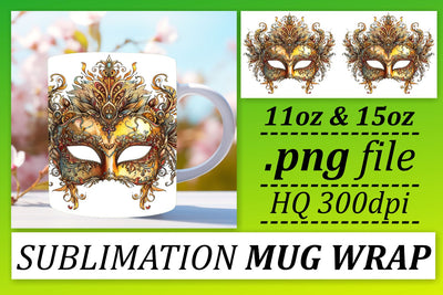 Colorful Carnival Creations: Mardi Gras Mask Mug - 11oz & 15oz Sublimation afrosvg 