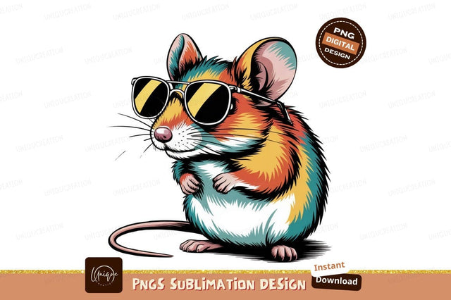 Colorful Cartoon Mouse Wearing Cool Sunglasses Sublimation Designangry 