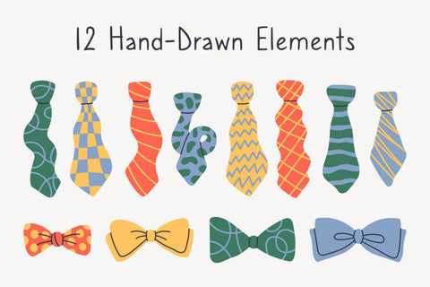 Colorful Cartoon Neckties & Bow Ties PNG Sublimation Rin Green 