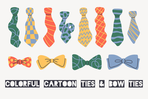 Colorful Cartoon Neckties & Bow Ties PNG Sublimation Rin Green 