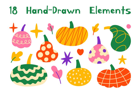 Colorful Cartoon Pumpkins PNG Clipart Sublimation Rin Green 