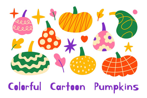 Colorful Cartoon Pumpkins PNG Clipart Sublimation Rin Green 