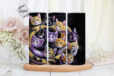 Colorful Cat Faces 20oz Tumbler Wrap Sublimation sassyprint 