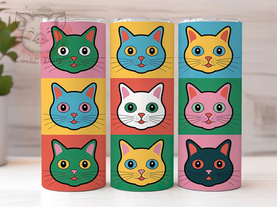 Colorful Cat Lover Tumbler, Cat Lover Tumbler, Cute 20oz Wrap, Sublimation Design, Stylish Gift Idea, Fun Cat Wrap, Artistic Cat Tumbler Sublimation Lara' s Designs 