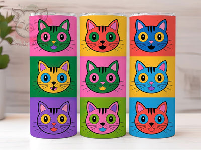 Colorful Cat Lover Tumbler, Cat Lover Tumbler, Cute 20oz Wrap, Sublimation Design, Stylish Gift Idea, Fun Cat Wrap, Artistic Cat Tumbler Sublimation Lara' s Designs 