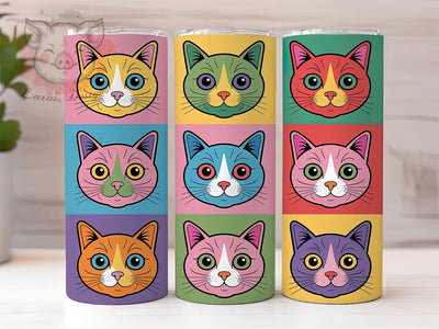 Colorful Cat Lover Tumbler, Cat Lover Tumbler, Cute 20oz Wrap, Sublimation Design, Stylish Gift Idea, Fun Cat Wrap, Artistic Cat Tumbler Sublimation Lara' s Designs 