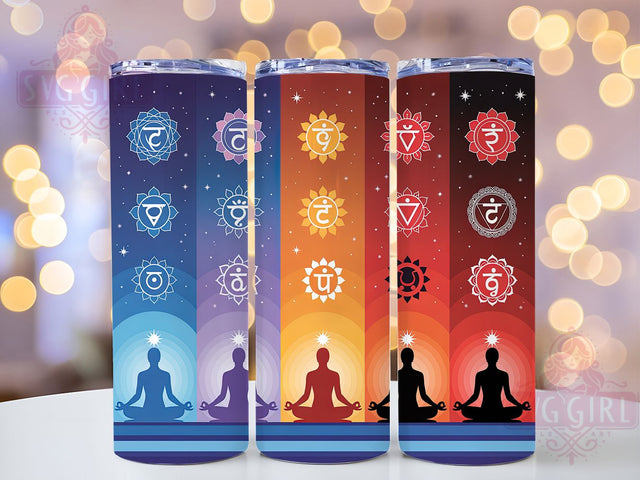 Colorful Chakra Healing Yoga Tumbler, Meditation Energy Cup, Spiritual Chakra Wrap, 20Oz Sublimation Tumbler, Colorful Wellness Design, Mindfulness Gift Cup, Healing Yoga Tumbler Sublimation SvggirlplusArt 