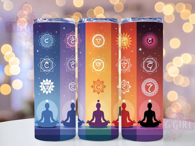 Colorful Chakra Healing Yoga Tumbler, Meditation Energy Cup, Spiritual Chakra Wrap, 20Oz Sublimation Tumbler, Colorful Wellness Design, Mindfulness Gift Cup, Healing Yoga Tumbler Sublimation SvggirlplusArt 