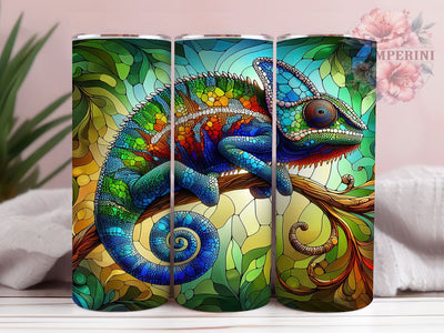 Colorful Chameleon Print Tumbler, Animal Print, Vibrant Style, Exotic Theme, Bold Design, 20Oz Tumbler, Sublimation Wrap Sublimation Li Zamperini 