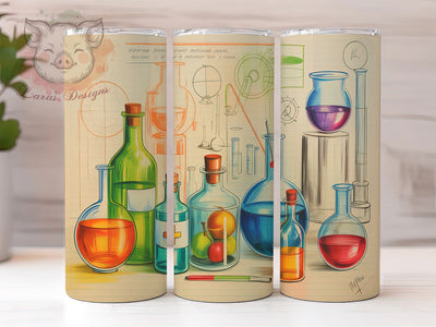 Colorful Chemistry Lab Tumbler, Science Lab Tumbler PNG, 20Oz Sublimation Wrap, Chemistry Teacher Gift, Bright Science Tumbler, Lab Equipment Design, Fun Science PNG Sublimation Lara' s Designs 
