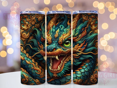 Colorful Chinese Fantasy Dragon Tumbler, Colorful Dragon Wrap, 20Oz Skinny Tumbler, Mythical Creature Sublimation, Vibrant Eastern Dragon, Fantasy Dragon Design, Cultural Dragon Tumbler Sublimation SvggirlplusArt 