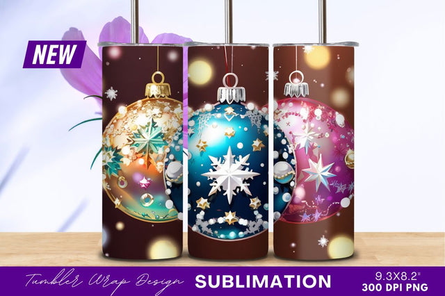 Colorful Christmas Ornaments Tumbler Png New Year Sublimation Regulrcrative 