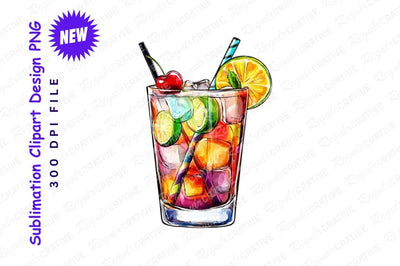 Colorful Cocktail Illustration With Fruits And Ice Sublimation Regulrcrative 