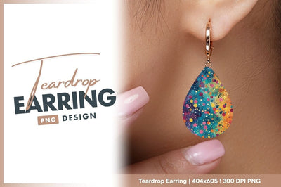 Colorful confetti with teardrop earring png elements Sublimation Regulrcrative 