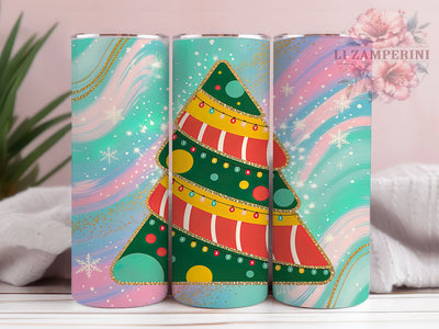 Colorful Coquette Christmas Tree Tumbler, Christmas Tree Wrap, Holiday Mug Design, Sublimation Wrap, Festive Drinkware, Cute Winter Gift, Sparkly Christmas Cup Sublimation Li Zamperini 