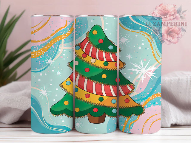 Colorful Coquette Christmas Tree Tumbler, Christmas Tree Wrap, Holiday Mug Design, Sublimation Wrap, Festive Drinkware, Cute Winter Gift, Sparkly Christmas Cup Sublimation Li Zamperini 