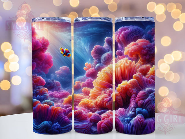 Colorful Coral Reef Tumbler, Great Barrier Reef, Colorful Corals, Ocean Theme, Marine Life, 20Oz Tumbler, Sublimation Wrap Sublimation SvggirlplusArt 