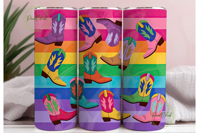 Colorful Cowboy Boots 20oz Tumbler Wrap Sublimation PixelChick 